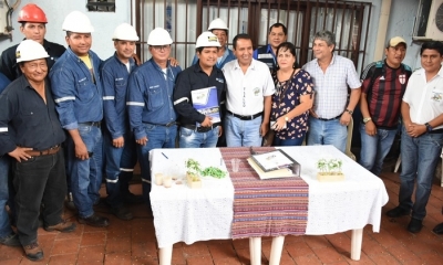 El Alcalde Municipal de Montero, Mario Baptista Conde y el Gerente General de la Empresa Matelec, Cesar Padilla.