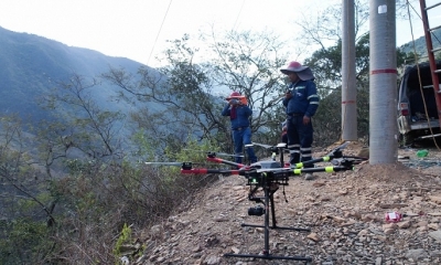Drones utilizados en obras de electrificación rural. Foto:ENDE