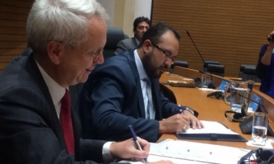 Firmaron hoy, un memorándum de entendimiento para la cooperación técnica en el proyecto del tren bioceánico. Foto: Internet