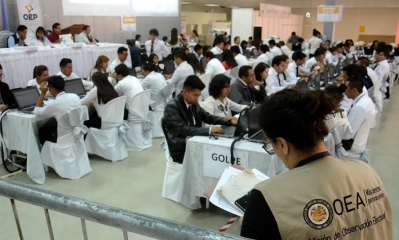 La observación de la OEA en pleno cómputo de votos en las elecciones de 2019.