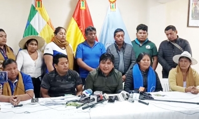 Los dirigentes del Trópico en conferencia de prensa este martes.