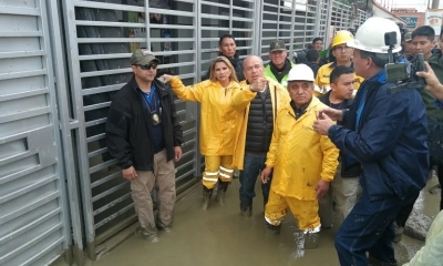 Murillo, junto a otros ministros y la presidente Añez, en Tiquipaya. Foto: ABI.