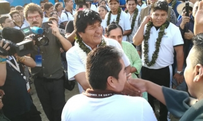 Morales fue recibido por sus simpatizantes/Foto. ABI