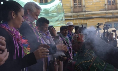 El vicepresidente participó en la Ch´alla del edificio/Foto. BTV