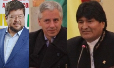 Samuel Doria Medina, Álvaro García Linera y Evo Morales/Foto. Kandire