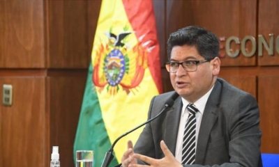 El ministro de Economía, Marcelo Montenegro, en una anterior conferencia de prensa.  Archivo