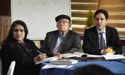 El vocal Óscar Hassenteufel y el presidente del TSE, Salvador Romero. | APG
