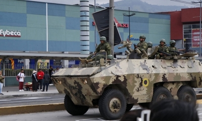 Soldados ecuatorianos en las calles de Quito, 9 de enero de 2024.