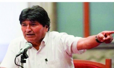 El expresidente Evo Morales durante una conferencia de prensa anterior
