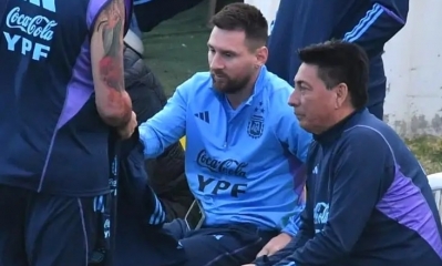 La novedad en esa práctica fue la ausencia de Lionel Messi