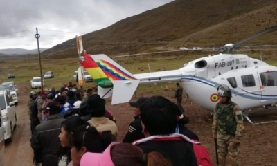 El helicóptero que transportaba al mandatario. | redes sociales
