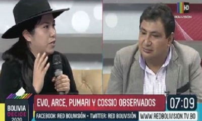 La exministra de Comunicación Marianela Paco y el diputado Amilkar Barral. Foto: Bolivisión