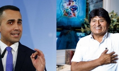Luigi Di Maio Ministro de Relaciones Exteriores italiano y Evo Morales