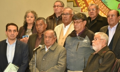 El ministro Guillén, se reunió con los jubilados/Foto. ABI