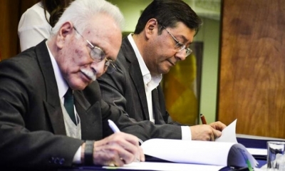 La firma del convenio del Ministerio de Economía y Banco Central de Bolivia. | ABI