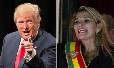 El presidente de Estados Unidos, Donald Trump y Jeanine Añez.