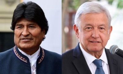 El expresidente Evo Morales y el mandatario de México, López Obrador. 