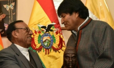 Evo Morales y el Cardenal Toribio Ticona/Foto. ABI 