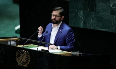 El presidente de Chile, Gabriel Boric, en la Asamblea General de la ONU. Nueva York, 20 de septiembre de 2023
