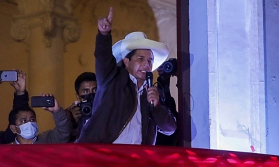 El candidato presidencial de Perú, Pedro Castillo, en Lima, Perú. 15 de junio de 2021