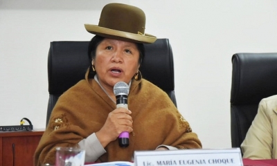 La presidenta del Tribunal Supremo Electoral, María Eugenia Choque