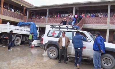 Albergue de los afectados por el desborde de río Rocha en Vinto