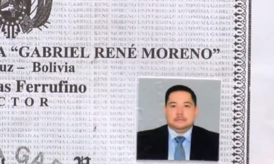 Pedro Montenegro se tituló de abogado de la UAGRM/Foto. Captura de pantalla