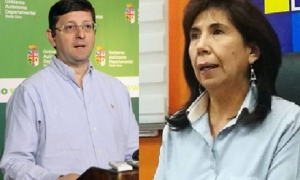 Senador Oscar Ortíz y La Gerente del Banco Unión/ Foto. Kandire.bo