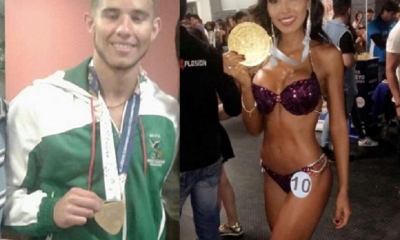 Luis Aguirre y Adriana Peredo, participaron en una categoría de deporte invitado/Foto. Producción Kandire