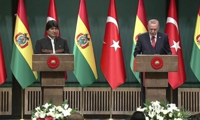 El presidente Evo Morales y Turquía, Recep Tayyip Erdogan