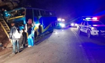 El bus que ocasionó el hecho de tránsito en la ruta Sucre - Villa Charcas, en Camargo.