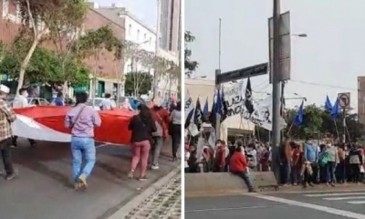La movilización se dio por la avenida Abancay hacia el Congreso.