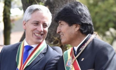Álvaro García Linea y Evo Morales/Foto. RR.SS