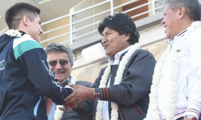 Evo Morales saludó a los deportistas/Foto. ABI