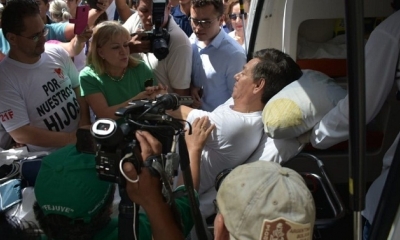 Cuéllar fue conducido hasta un hospital. Foto: EL DEBER