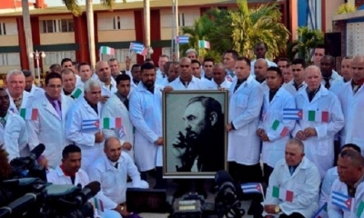 Médicos cubanos antes de partir a Italia | Fuente: Vía EFE