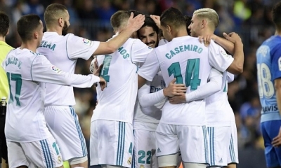 Los jugadores del Madrid celebran el triunfo ante Málaga. Foto: Internet
