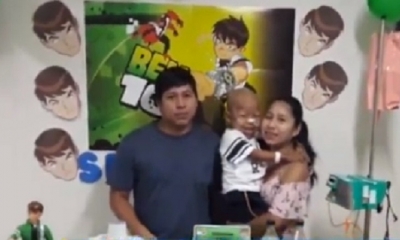 Sebastián celebró su cumpleaños en el hospital/Foto. Captura de pantalla