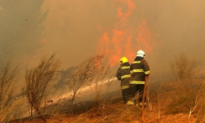 Bomberos trabajan en la extinción de un incendio  