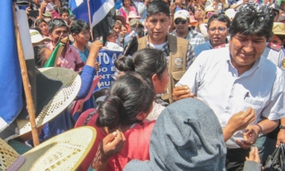 Así recibieron a Evo Morales en Vinto/Foto. ABI