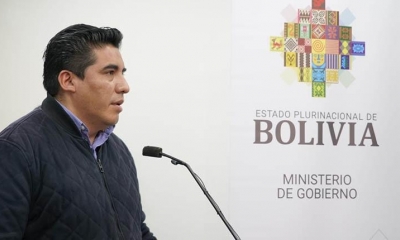 El director nacional de Régimen Penitenciario, Juan Carlos Limpias, en rueda de prensa.