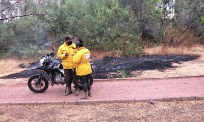 El inicio de incendio que fue controlado en Alalay por la Guardia Ambiental. | Tunari Sin Fuego