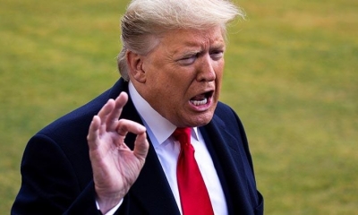 El presidente estadounidense Donald Trump habla en los jardines de la Casa Blanca. | EFE
