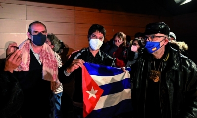 El activista cubano Yunior García Aguilera durante su conferencia de prensa en Madrid.