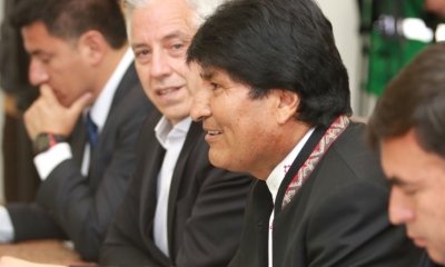 Evo Morales y los empresarios privados en la Casa Grande del Pueblo/Foto. ABI