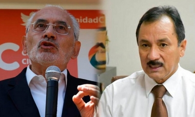 El líder de Comunidad Ciudadana Carlos Mesa, el rector de la UAGRM Vicente Cuéllar. Composición Opinión