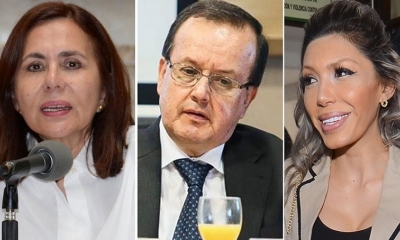 La canciller Karen Longaric y Hugo Carvajal.