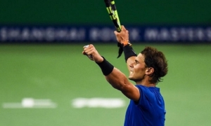 Nadal celebra su victoria ante Fognini (Chandan Khanna / AFP)
