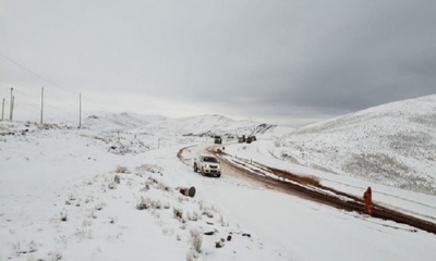 Carretera copada de nieve, hoy. Foto: RRSS