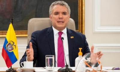 El presidente colombiano, Iván Duque, durante su declaración en Bogotá. | Fuente: EFE